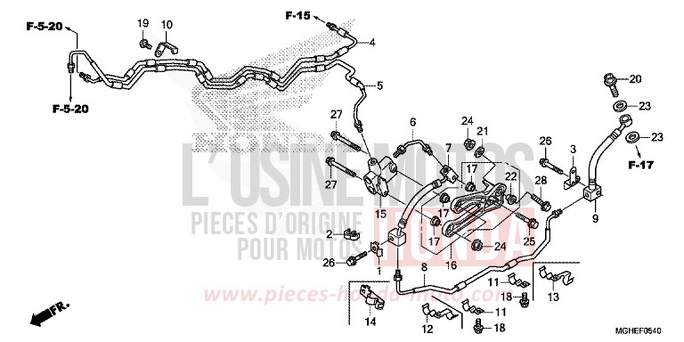 BRAKE HOSE for VFR1200X Dual Clutch MAT PEARL GLARE WHITE (NHB54) from 2014
